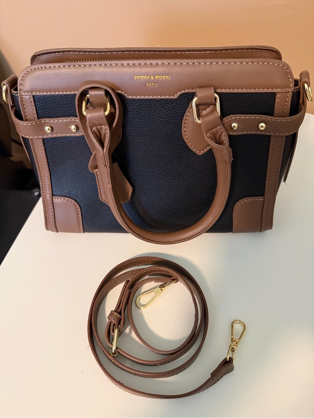 Brown and Black Leather Satchel